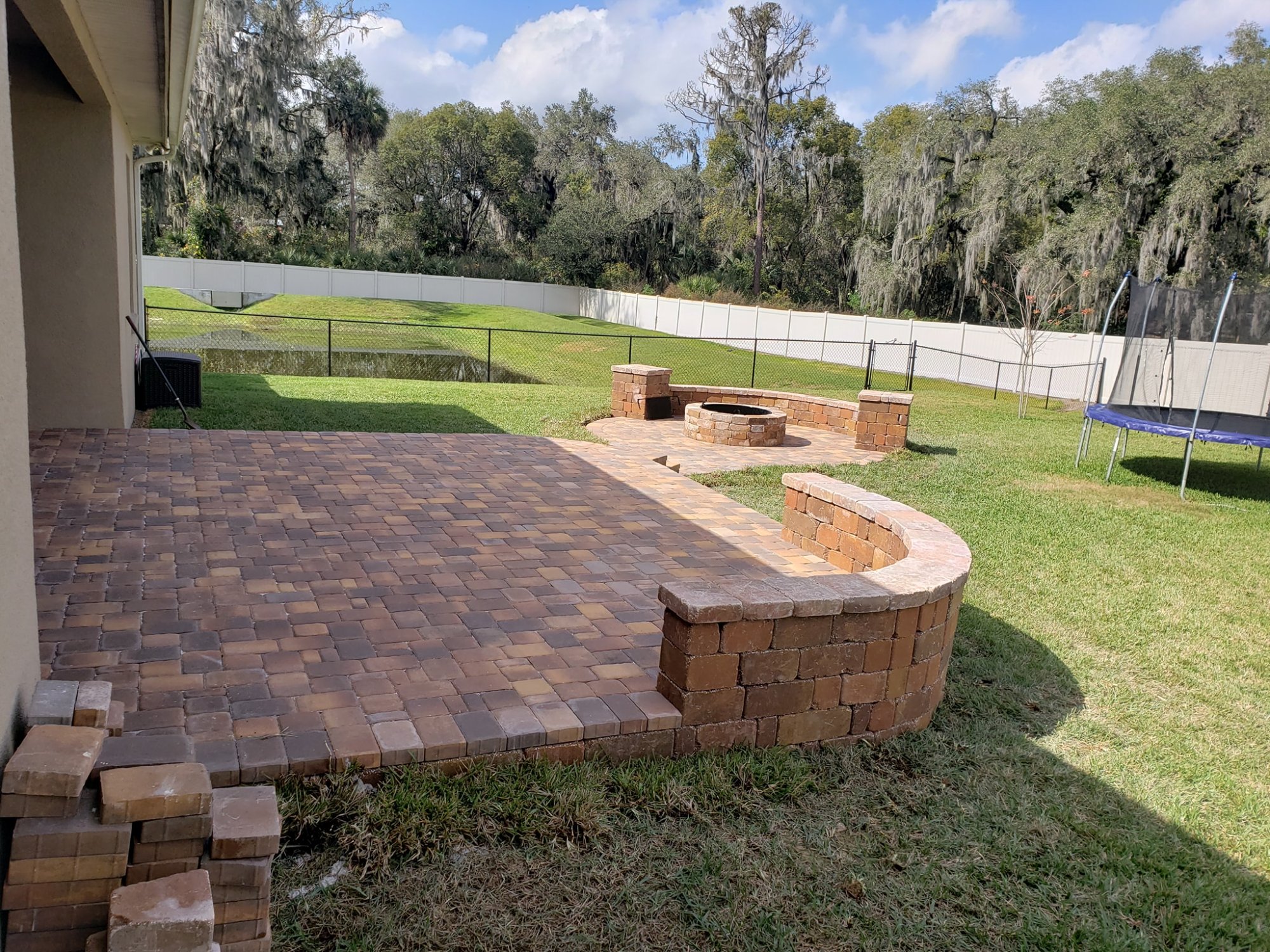 Patio with fire pit and pavers