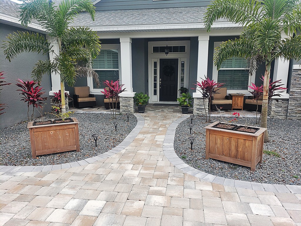 Custom paver walkway leading to front entrance